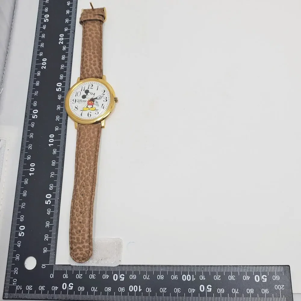 Disney Mickey Mouse Jumbo Gold Toned Watch Cheetah Print